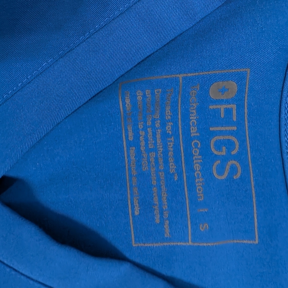 Figs Royal Blue V-Neck Scrub Top - Picture 2 of 3